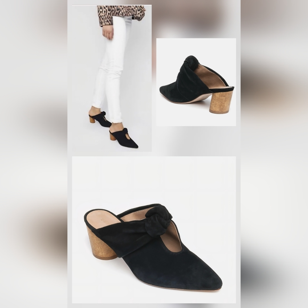 BERNARDO | Finley Black Suede Leather | Wooden Heal Mule | US Women's 7.5